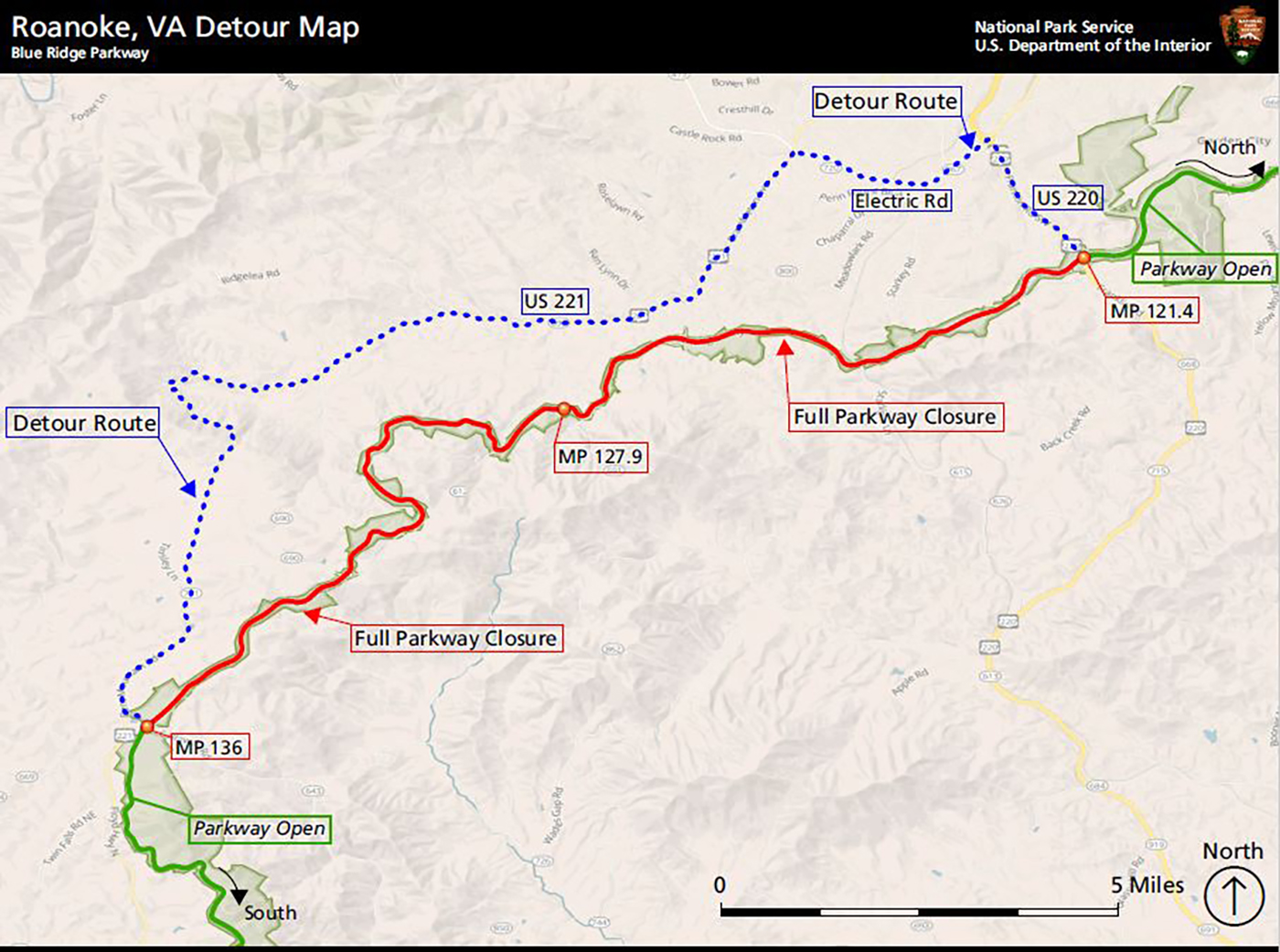 Blue Ridge Parkway Closure Near Roanoke Virginia Extended