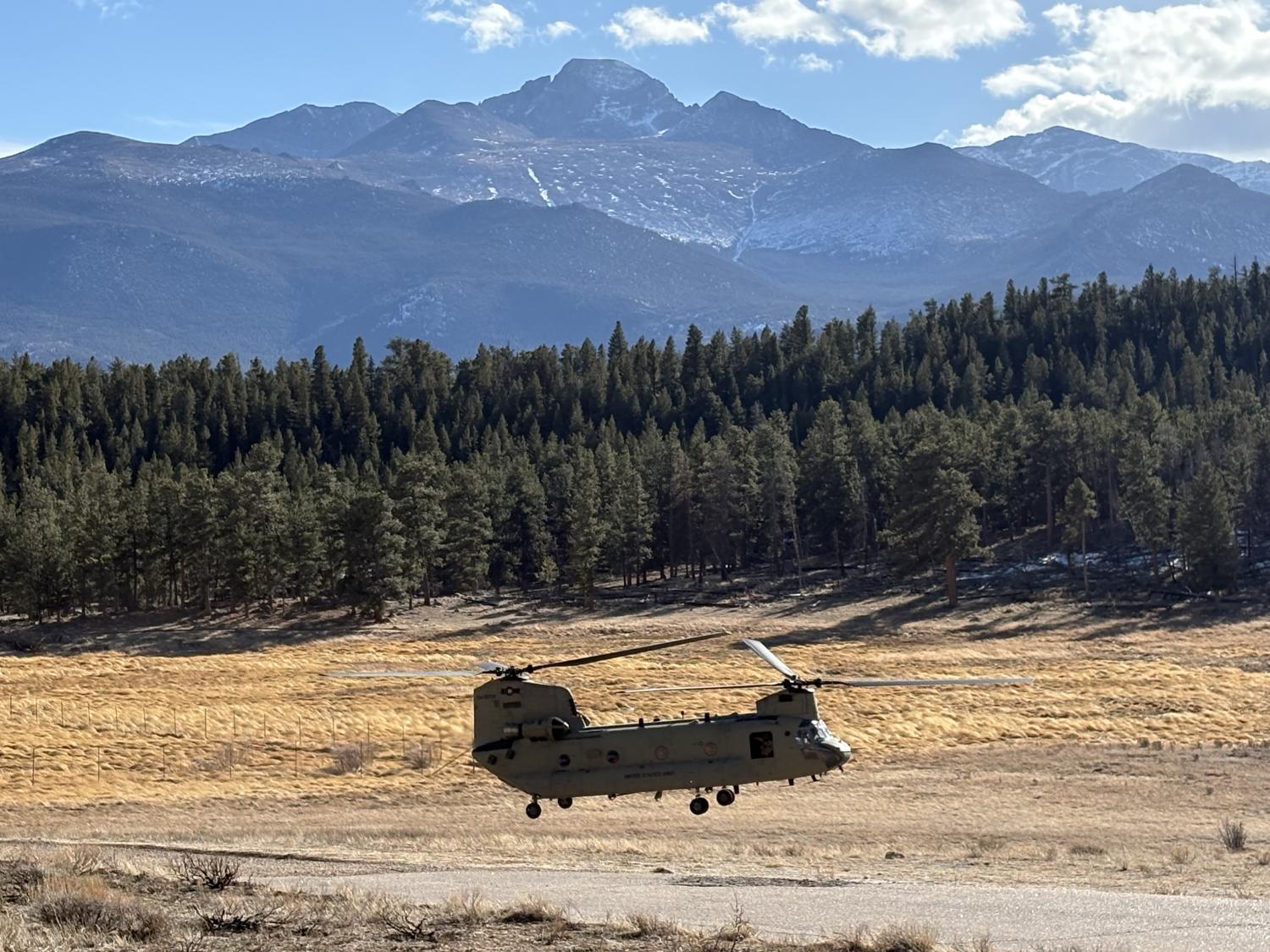 Colorado National Guard Chinook helicopter provides critical assistance with rescue operations in Rocky Mountain National Park