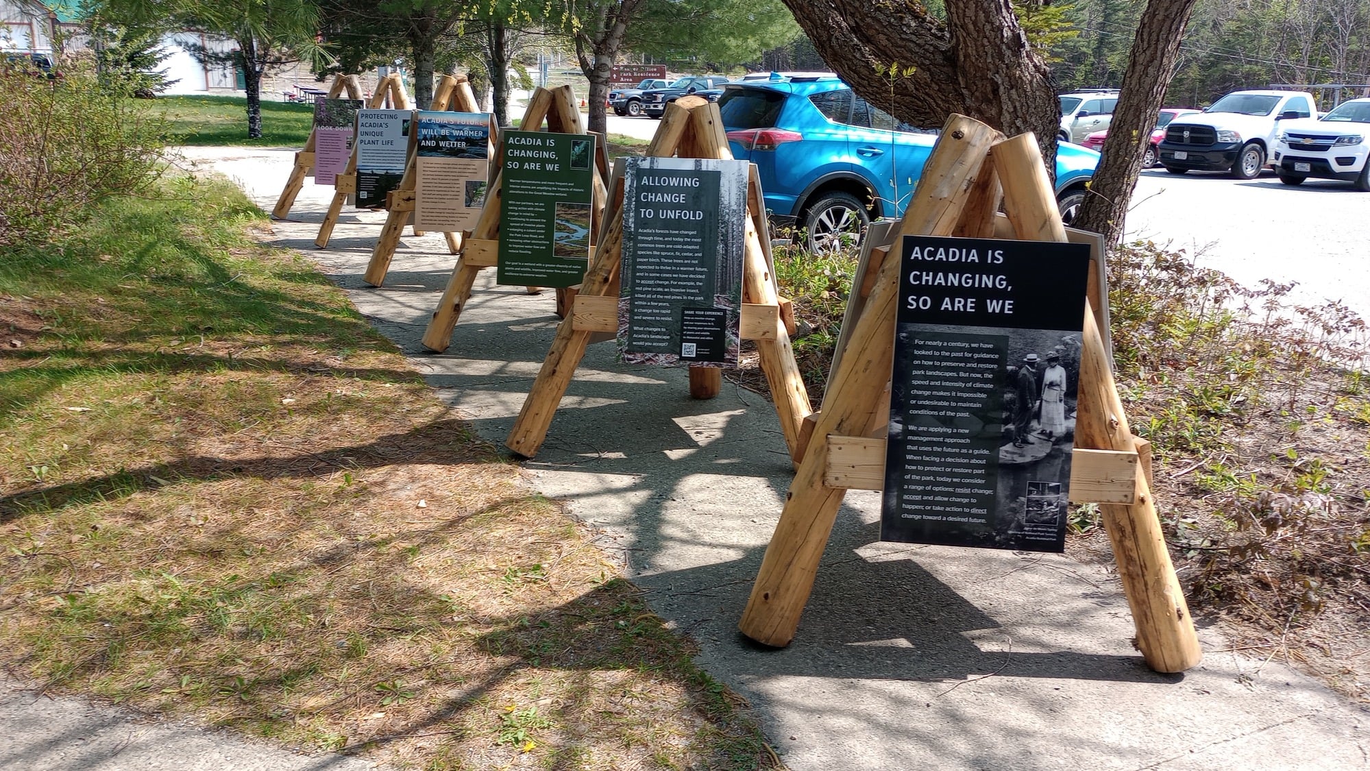 Waysides on sidewalk in Acadia National Park
