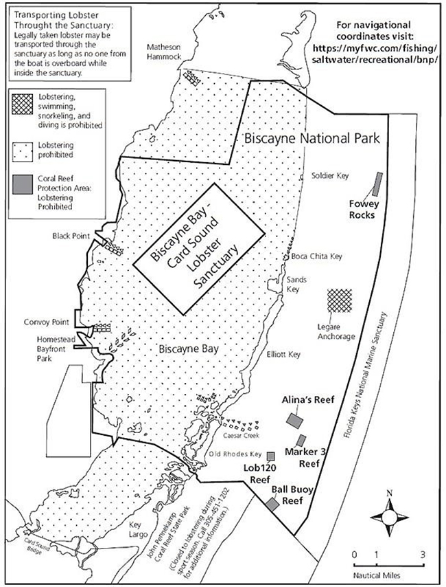 Biscayne Bay/Card Sound Lobster Sanctuary map, Biscayne National Park / NPS graphic
