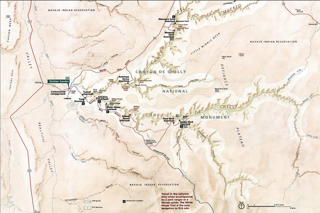 Map of Canyon de Chelly National Monument / NPS illustration