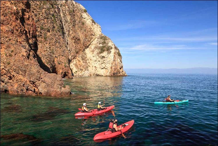 Kayakers in the sea