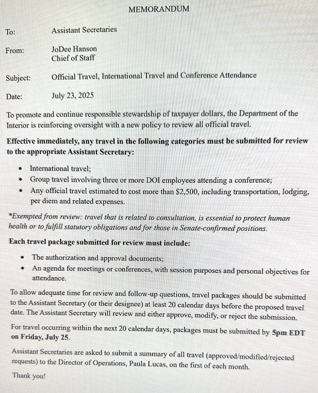 More Travel Constraints Placed On National Park Service Staff