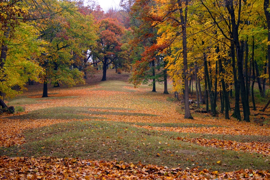 Autumn is a colorful time to visit Effigy Mounds National Monument / NPS file
