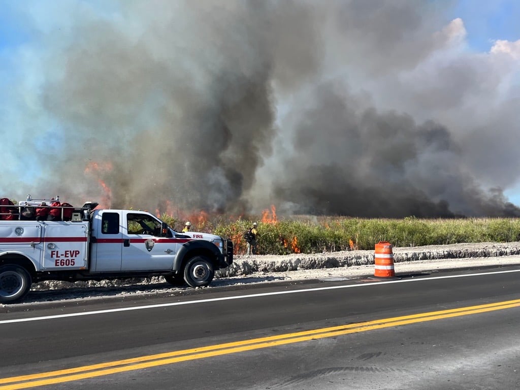 Highway 41 fire burns south of U.S. Route 41 in Everglades National Park