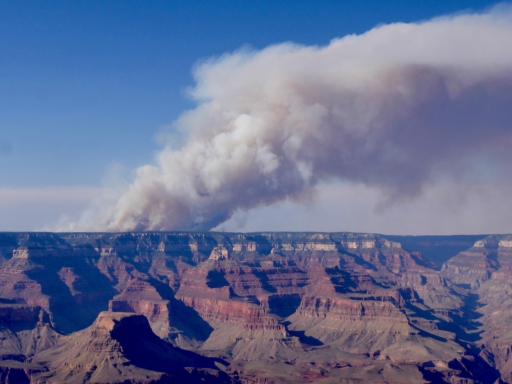 Smoke from the Dragon Bravo fire as seen July 11, 2025, from the South Rim/NPS