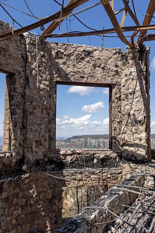 The view from inside the ruins of the Grand Canyon Lodge/NPS
