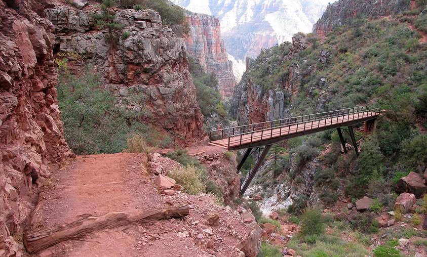 The Redwall Bridge along the North Kaibab Trail, approximately 2.5 miles north of Manzanita Rest Area