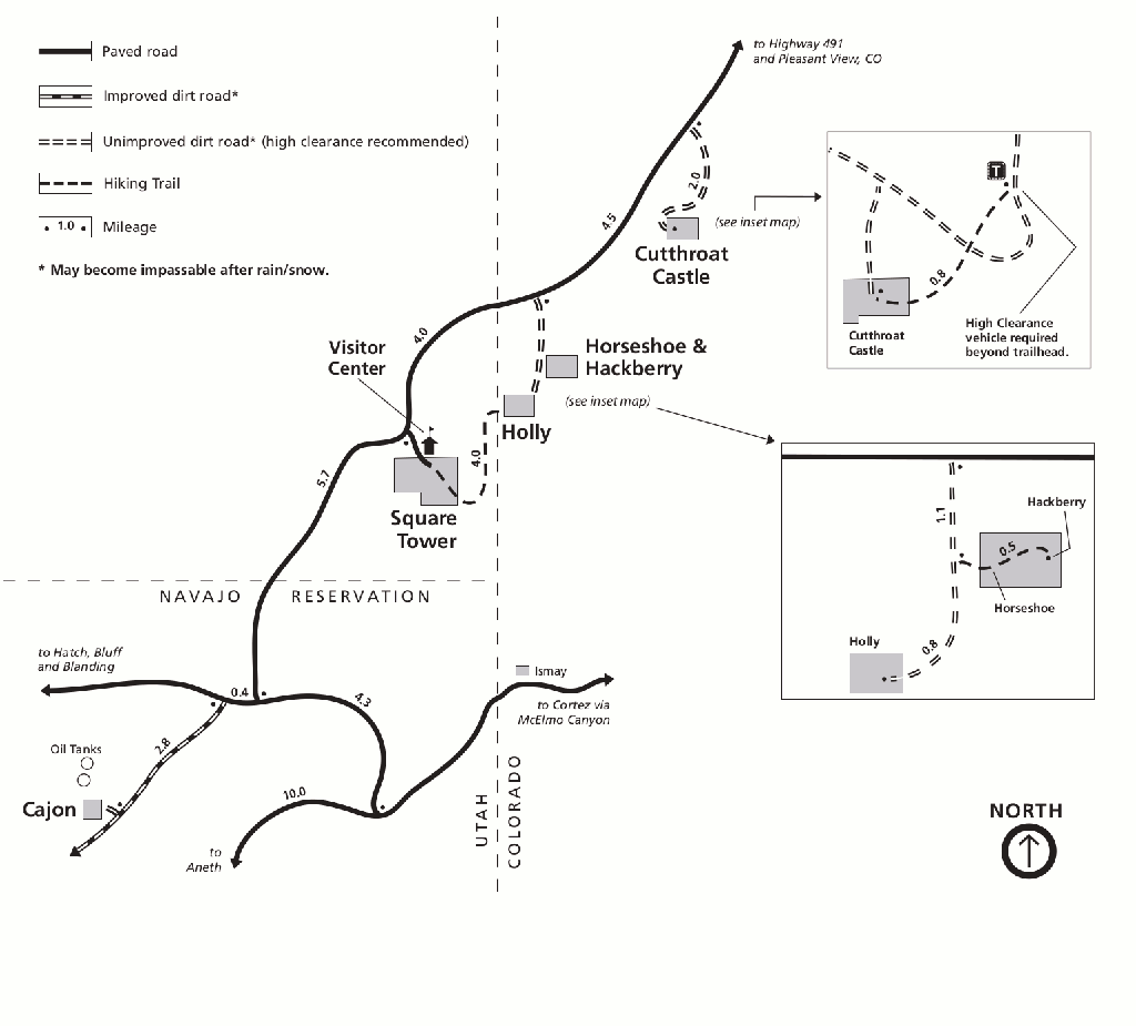 NPS map of Hovenweep National Monument units
