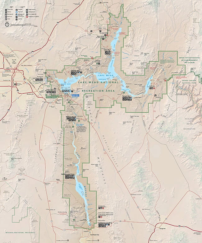 Lake Mead National Recreation Area park map / NPS illustration