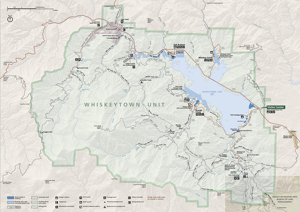 Map of Whiskeytown National Recreation Area / NPS graphic