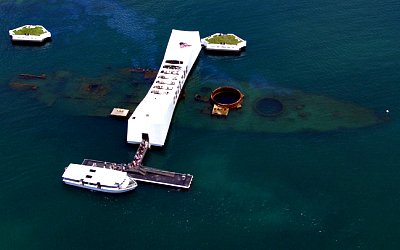 USS Arizona below Memorial