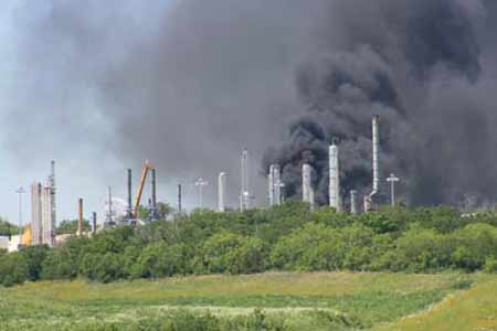 Fire at refinery near San Antonio Missions.