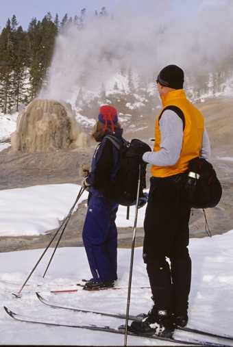 YELL-LonestarSkiers.jpg Lone Star Geyser and skiers.