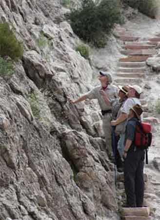 Hikers on Fossil Discovery Trail.