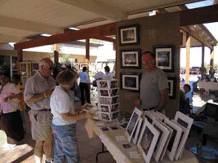 Visitors at art show at Joshua Tree NP.