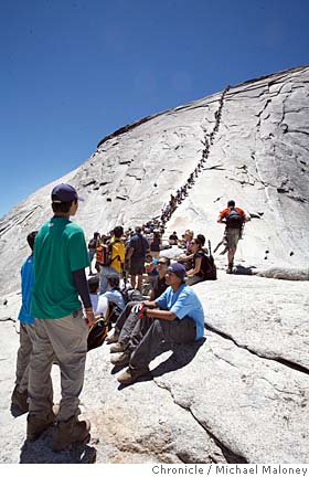Waiting to Climb Half Dome; San Fran. Chronicle photo by Michael Maloney