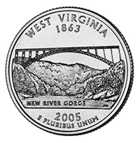 wesvaStquarUnc_rev.jpg West Virginia quarter.