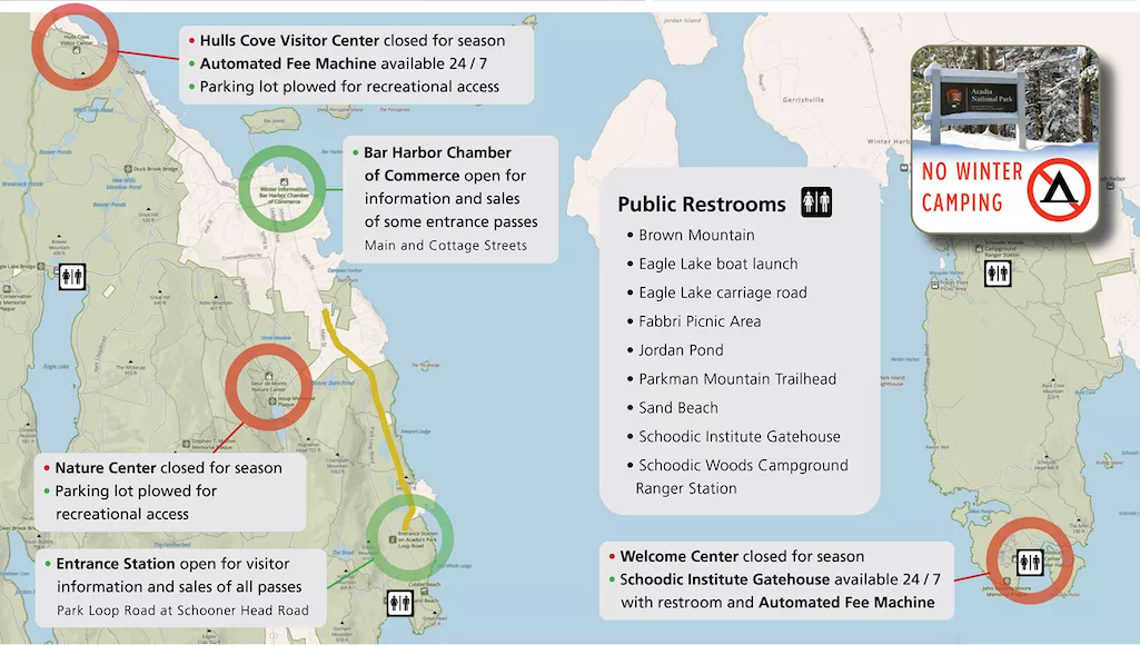 What's open during the winter months at Acadia National Park?/NPS