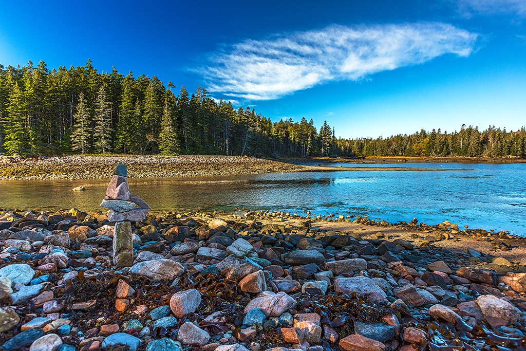 Stone sentinel watching over the scenery - original shot, Acadia National Park / Rebecca Latson