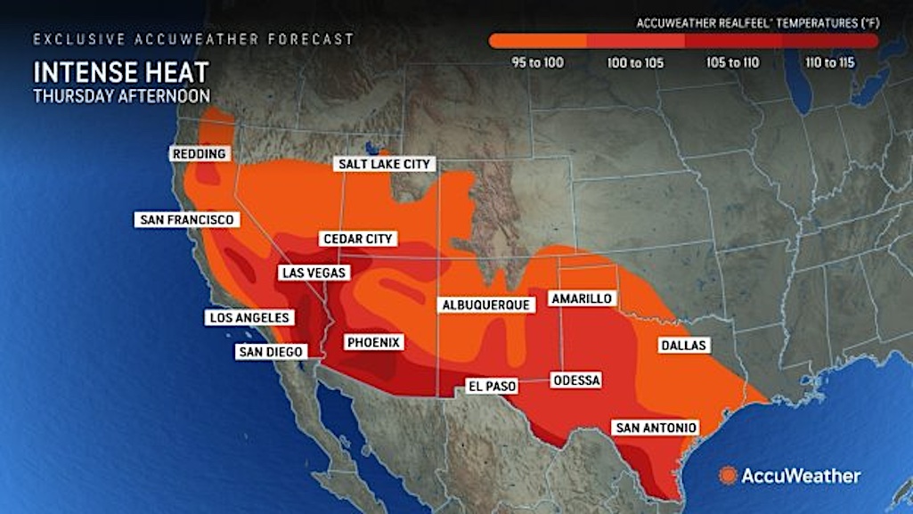 An early summer heat wave will bring 100°+ Fahrenheit temperatures to Southwestern parks this week/Accuweather