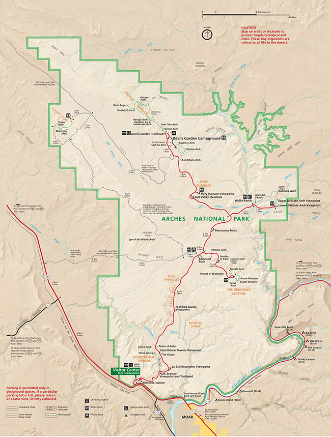 Map of Arches National Park / National Park Service Map of Arches National Park / National Park Service