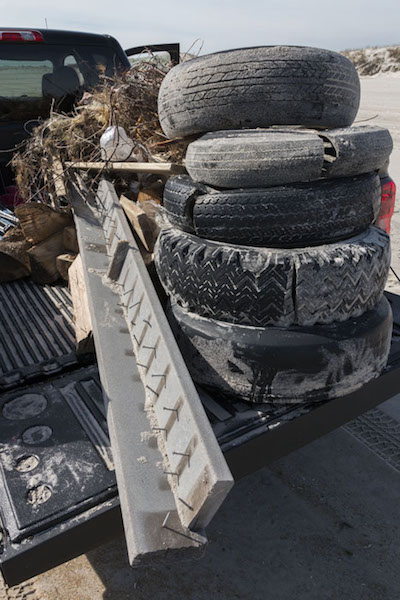 Tires and trash collected at Assateague Island National Seashore/Mark Hendricks Tires and trash collected at Assateague Island National Seashore/Mark Hendricks