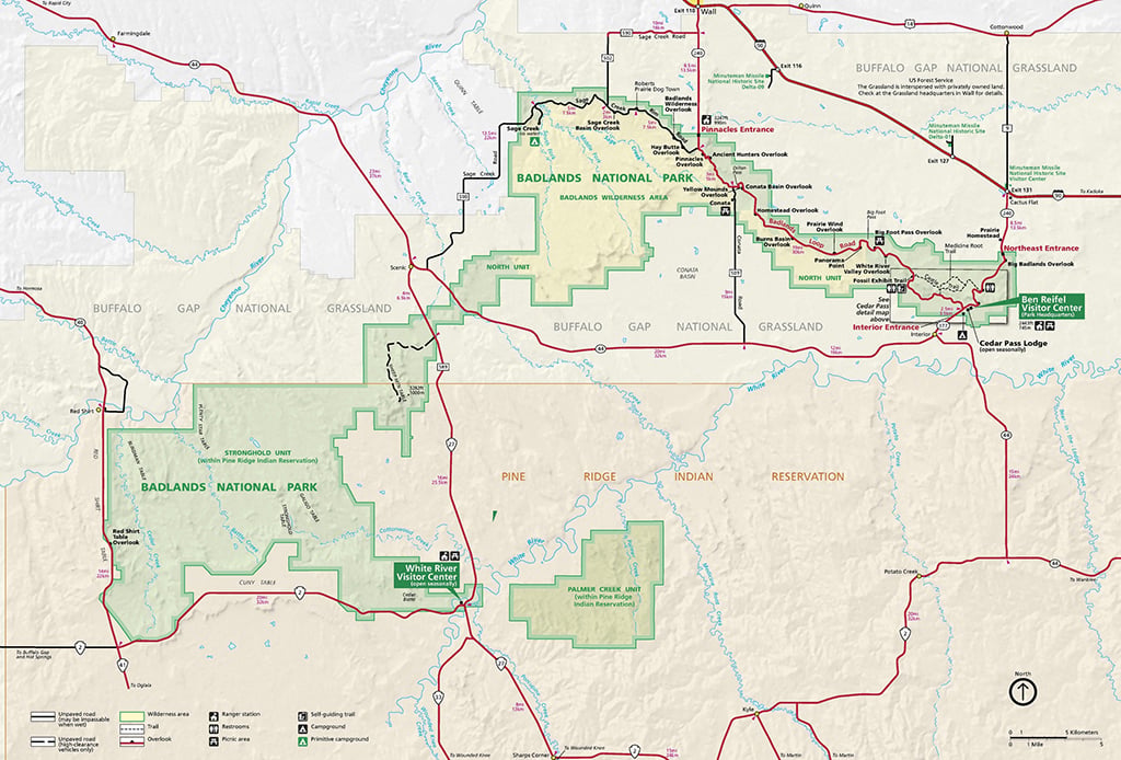 There's 244,000 acres of landscape to explore at Badlands National Park / NPS map There's 244,000 acres of landscape to explore at Badlands National Park / NPS map