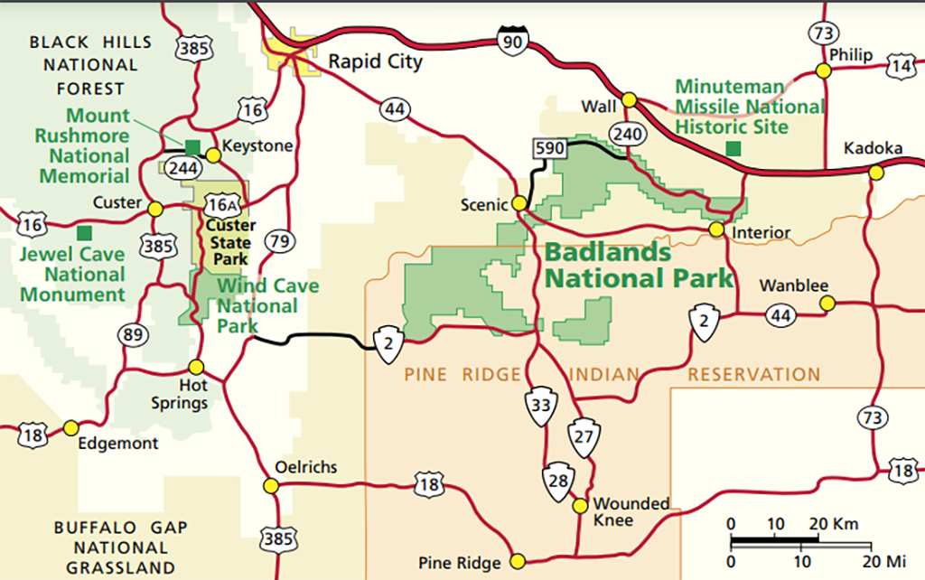 Area map around Wind Cave National Park / NPS file Area map around Wind Cave National Park / NPS file
