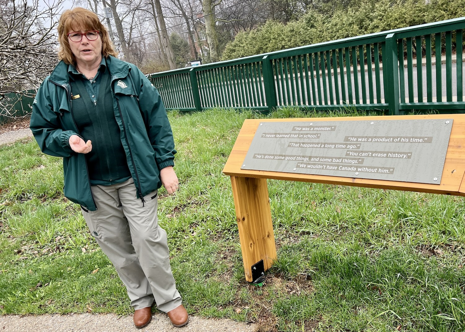 Parks Canada's Tamara van Dyk, historic sites and visitor experience manager, shows off new signage at Bellevue House. Parks Canada's Tamara van Dyk, historic sites and visitor experience manager, shows off new signage at Bellevue House.