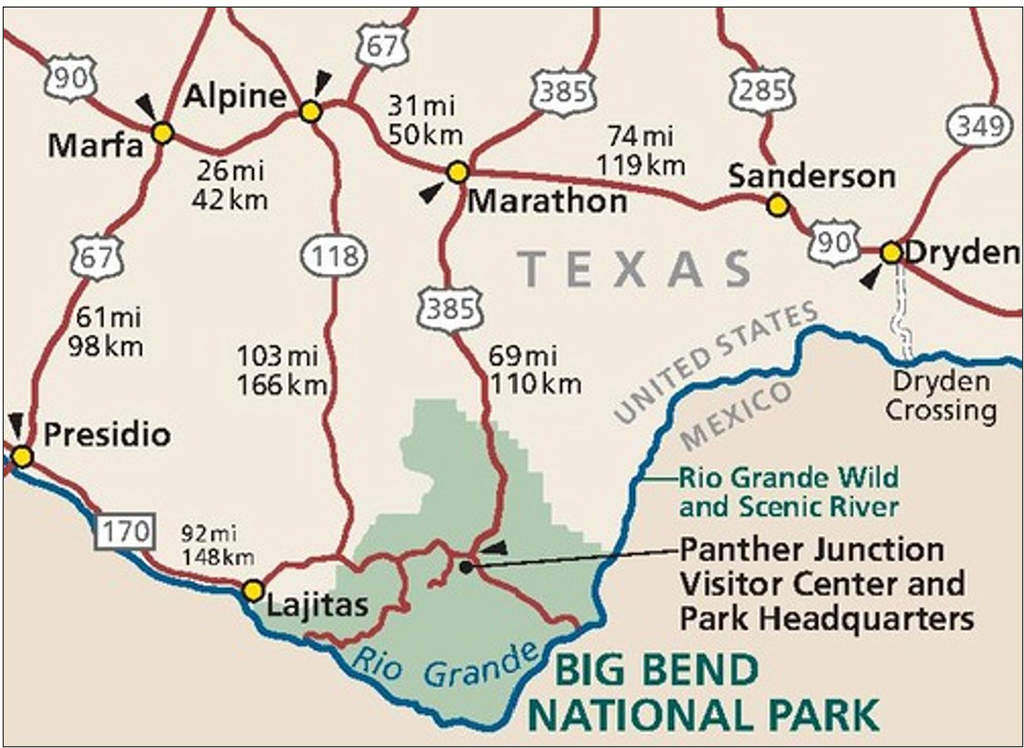 Area map around Big Bend National Park / NPS file Area map around Big Bend National Park / NPS file
