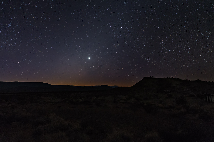 Starry Sky And Rising Sun Over the Fossil Exhibit At Big Bend National Park Starry Sky And Rising Sun Over the Fossil Exhibit At Big Bend National Park