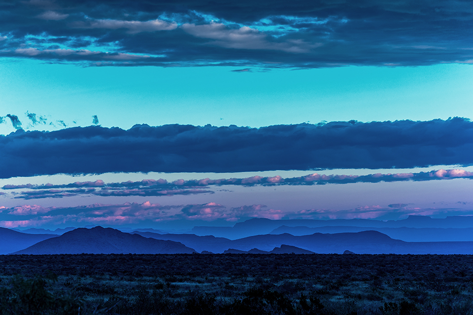 A layered winter morning blue hour, Big Bend National Park / Rebecca Latson A layered winter morning blue hour, Big Bend National Park / Rebecca Latson