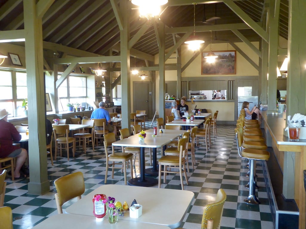 The restored interior of the Bluffs Coffee Shop, aka The Bluffs Restaurant At Doughton Park/David and Kay Scott The restored interior of the Bluffs Coffee Shop, aka The Bluffs Restaurant At Doughton Park/David and Kay Scott