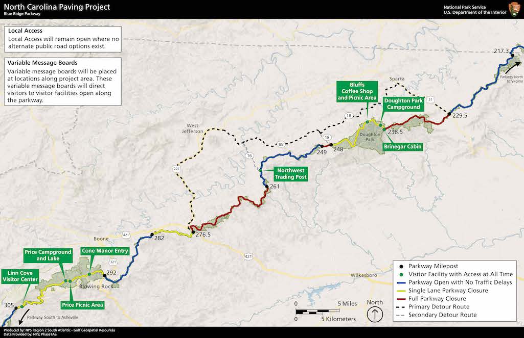 Road work will cause years of delays along the Blue Ridge Parkway/NPS graphic Road work will cause years of delays along the Blue Ridge Parkway/NPS graphic