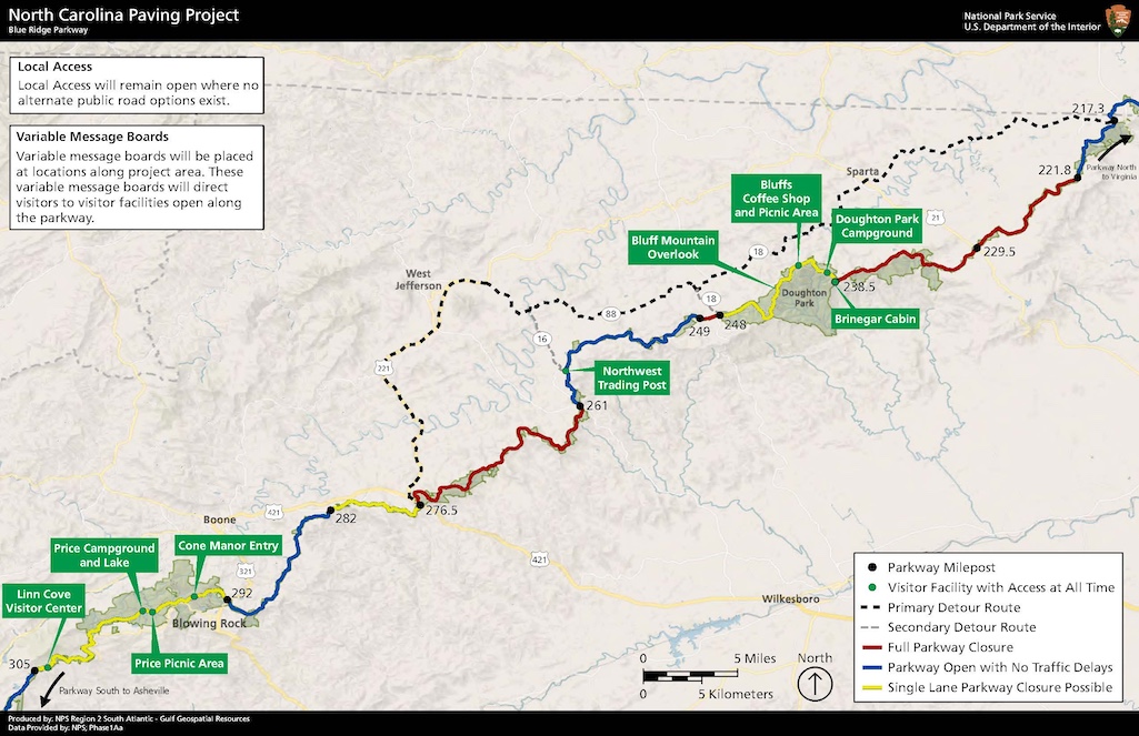 Blue Ridge Parkway roadwork map/NPS