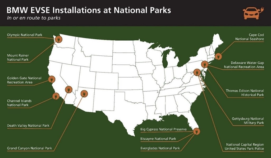 BMW has been helping to install EV chargers in the National Park System/NPS
