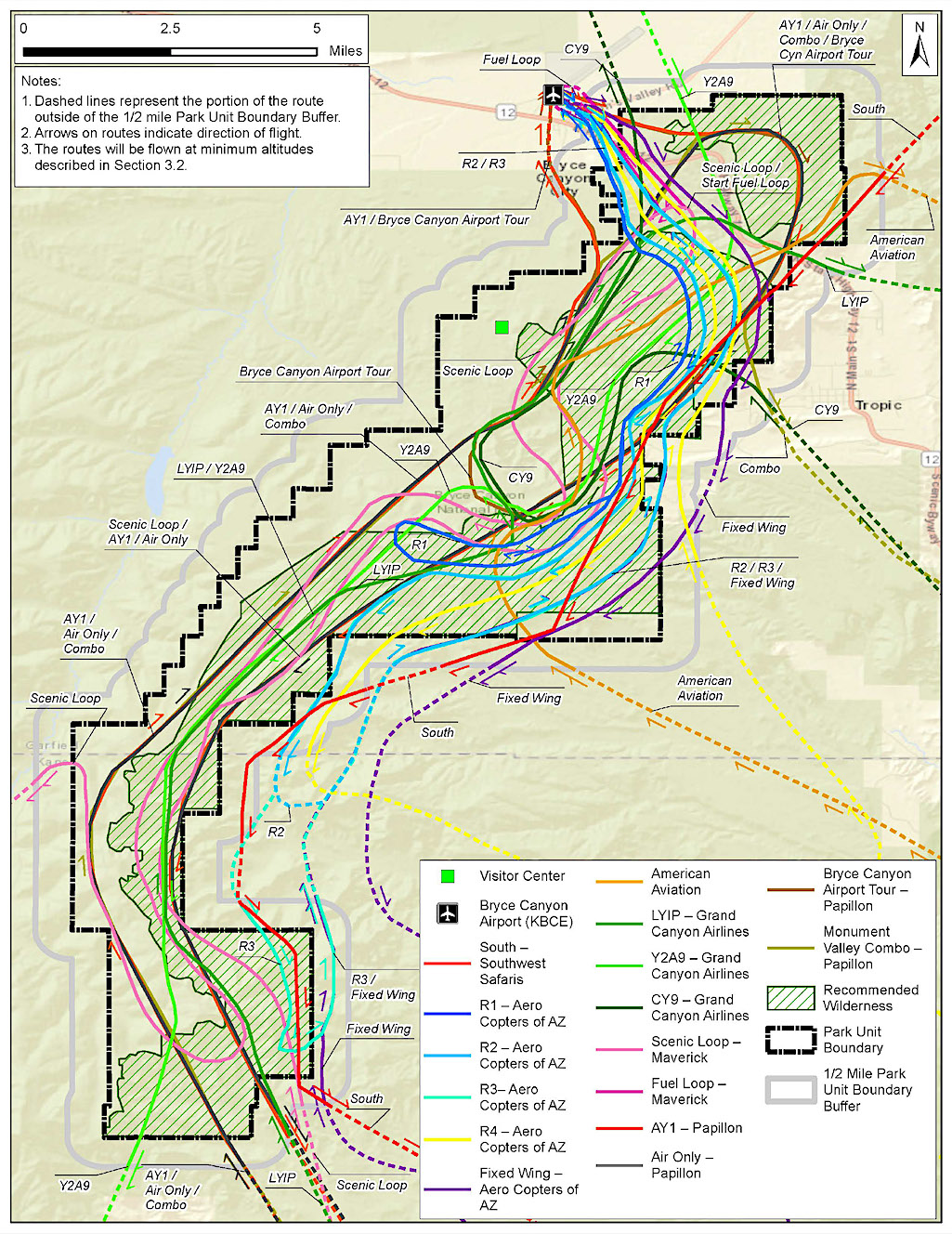 Bryce Canyon National Park's current air tours criss-cross the park with as many as 3,000 flights a year with little park oversight/NPS graphic Bryce Canyon National Park's current air tours criss-cross the park with as many as 3,000 flights a year with little park oversight/NPS graphic