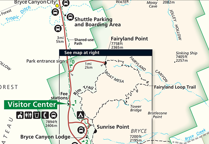 A map view of the Fairyland Canyon area, Bryce Canyon National Park / NPS