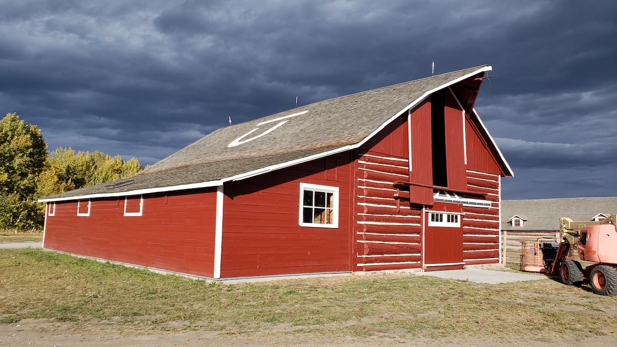 The Bar U logo is painted on the roof of Workhorse Barn.