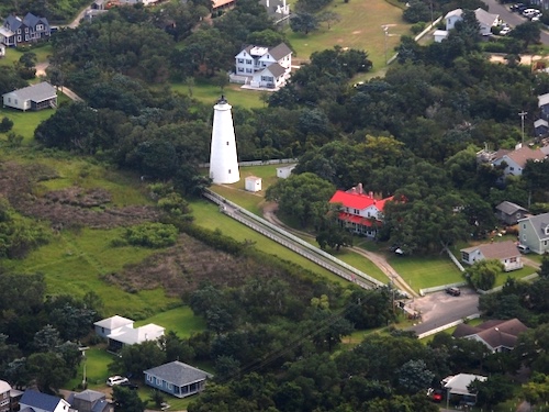 Aerial view of the Ocracoke Light Station and surrounding area/NPS file Aerial view of the Ocracoke Light Station and surrounding area/NPS file