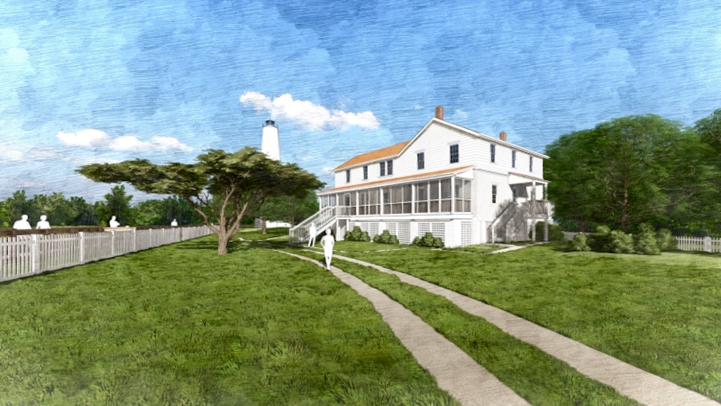 An artist's rendering of the Double Keepers Quarters at Ocracoke Light Station/NPS