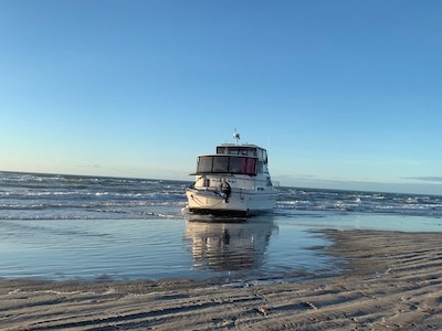 The grounded Vivens Aqua near Ocracoke Inlet on Feb. 3, 2022/NPS