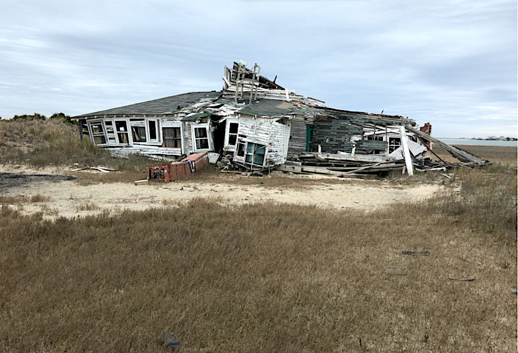 The Casablanca House (also known as the Baker-Holderness House), located near historic Cape Village on South Core Banks, is one of six historic structures that have become unrecoverable/NPS 