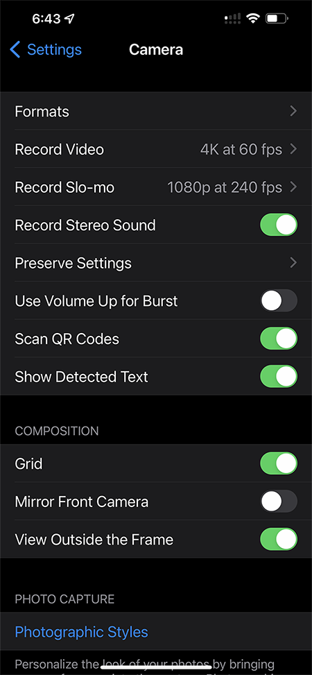 Camera app selections on an iPhone 13 Pro Max / Rebecca Latson Camera app selections on an iPhone 13 Pro Max / Rebecca Latson