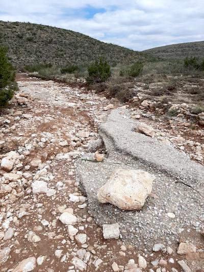Major flood damage to the Walnut Canyon Desert Drive. NPS / Oscar Tavarez