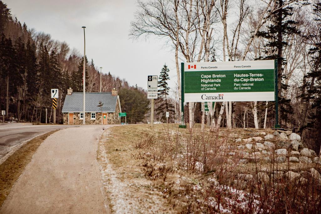 The entrance to Cape Breton Highlands National Park near Ingonish in Nova Scotia. The entrance to Cape Breton Highlands National Park near Ingonish in Nova Scotia.