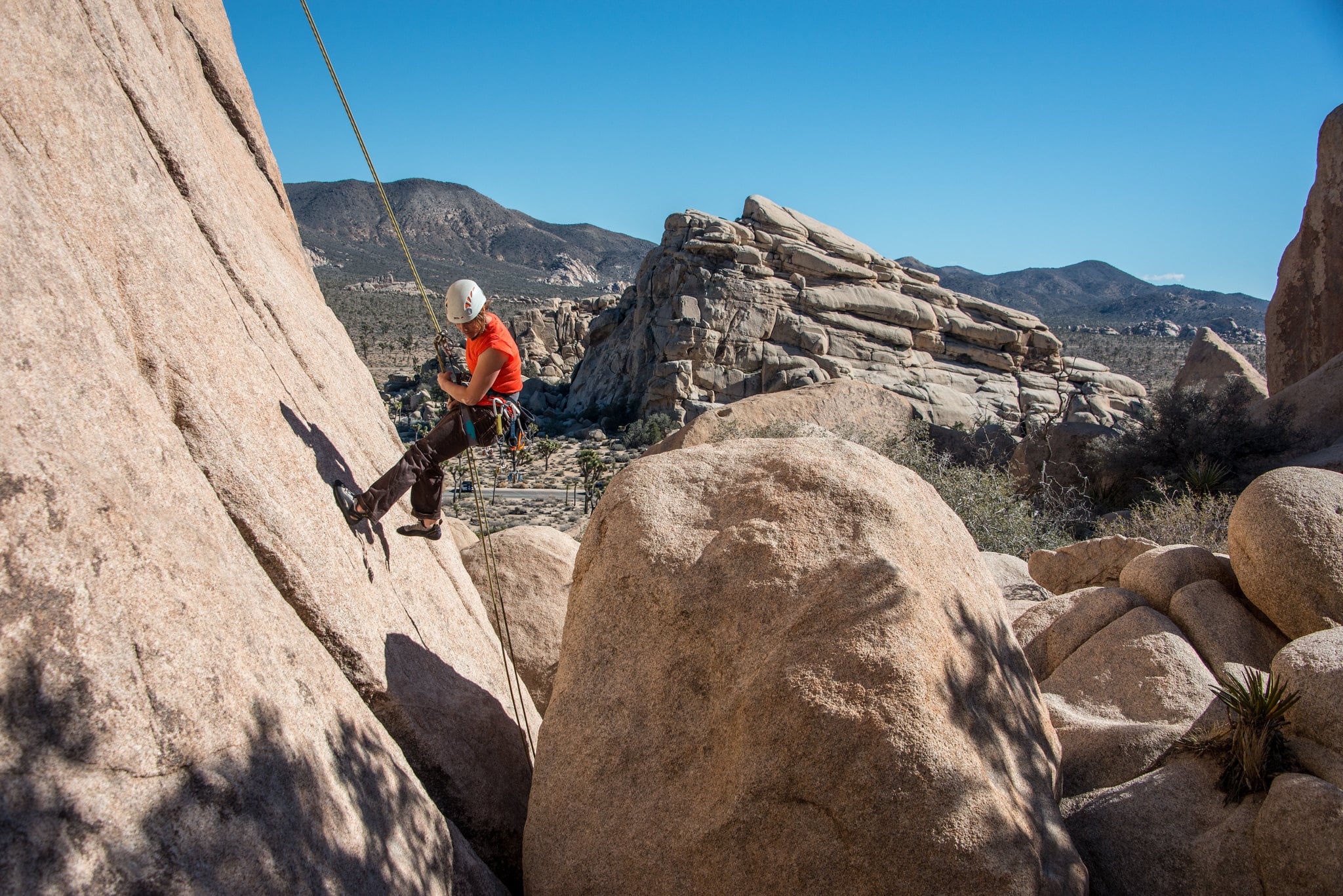 A rock climber at Joshua Tree National Park