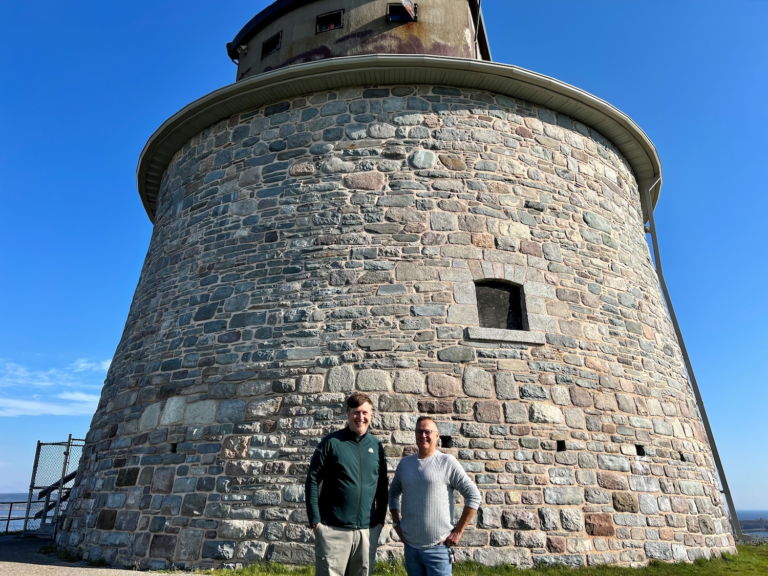 Wayne Long, Member of Parliament for Saint John-Rothesay, is pictured at Carleton Martello National Historic Site Tower with Parks Canada’s Kurt Peacock, team Leader of visitor experience for the site.