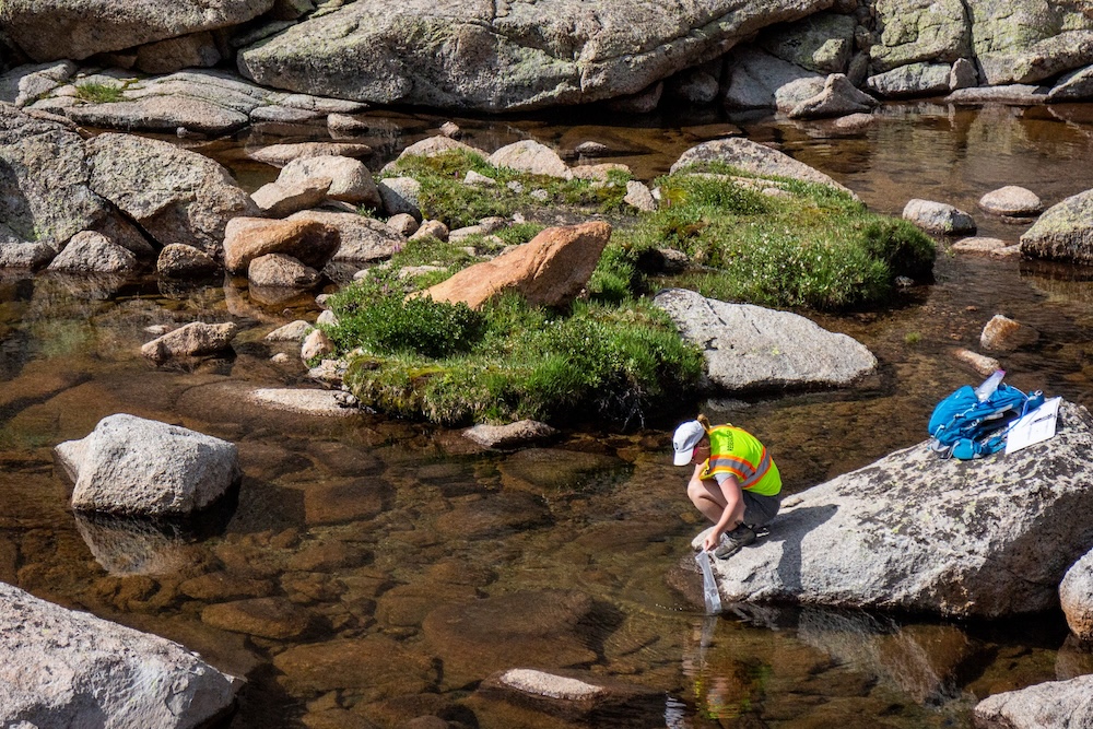 A past Bailey Fellow collecting water samples.
